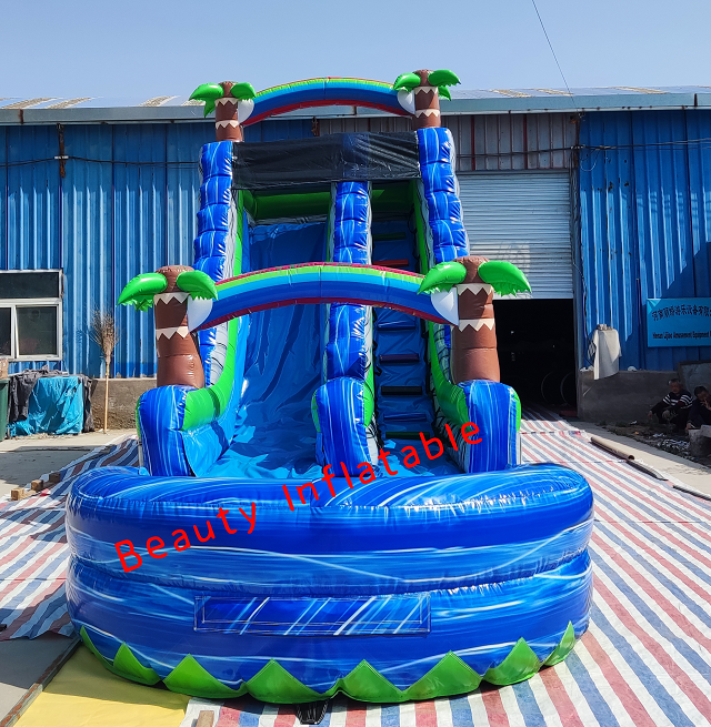 18ft high palm tree waterslide  toboggan gonflable inflatable water slides backyard inflatable commercial water slide for sale