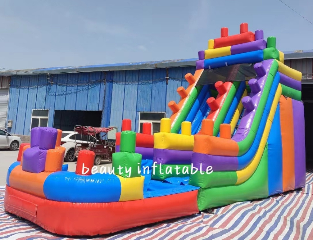 commercial 18ft lego slide inflatable water slide for kids party