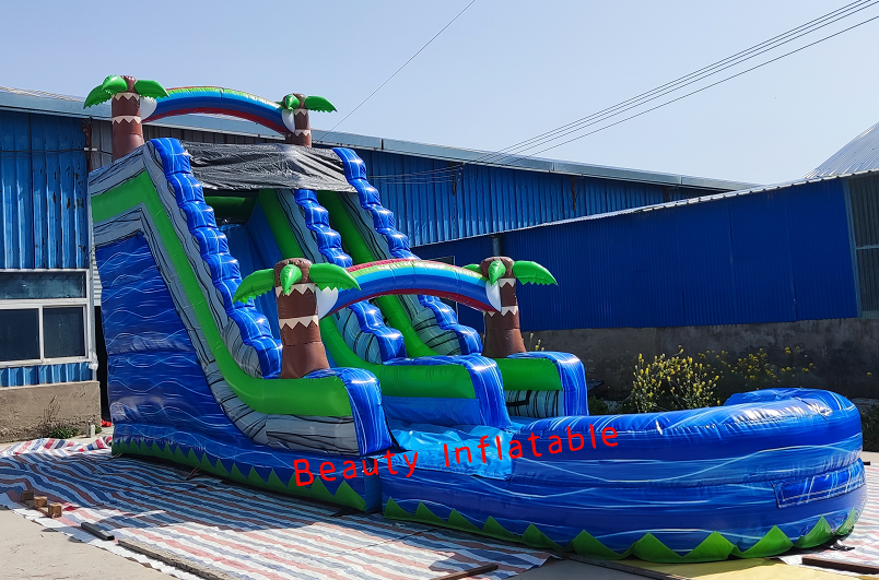 18ft high palm tree waterslide  toboggan gonflable inflatable water slides backyard inflatable commercial water slide for sale