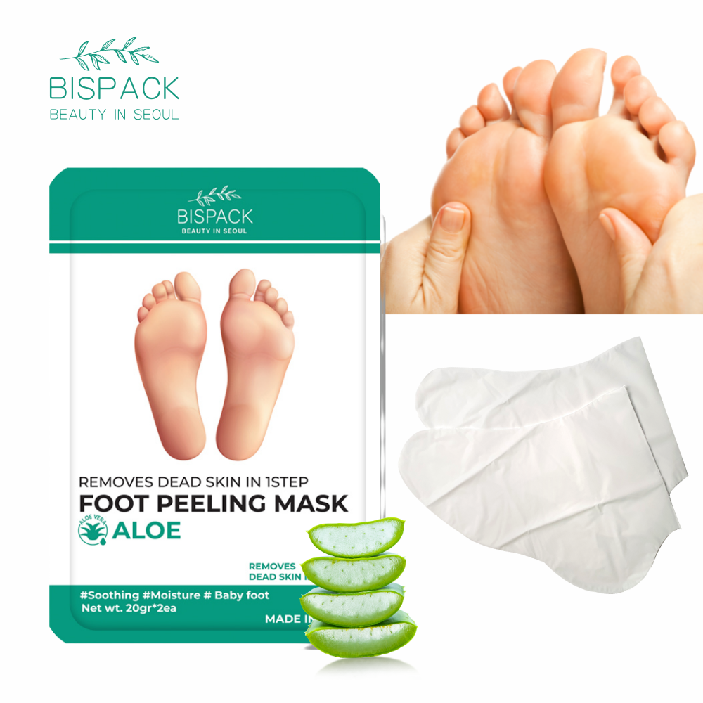 Foot peeling mask Aloe BISPACK BEAUTY IN SEOUL Foot exfoliation