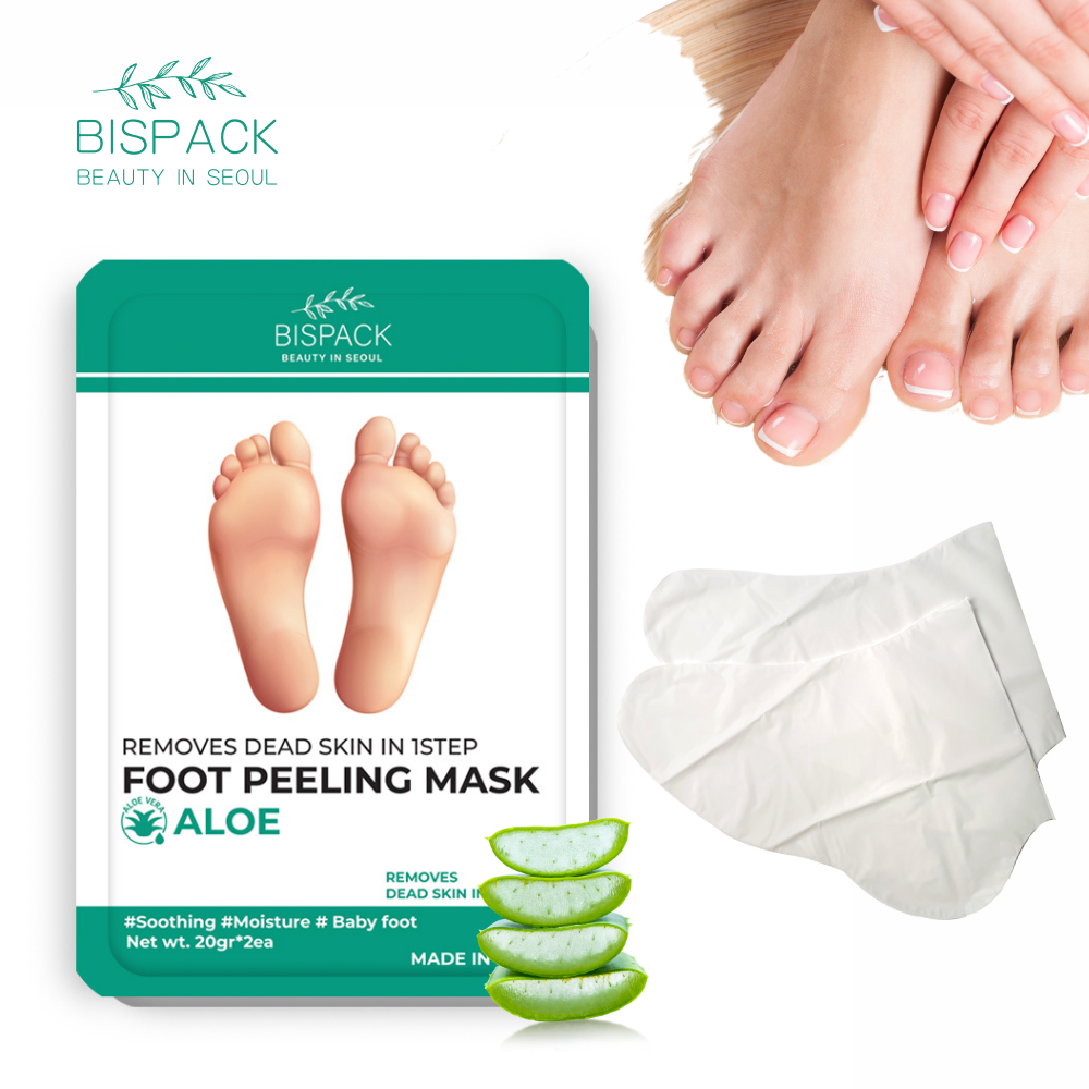 Foot peeling mask Aloe BISPACK BEAUTY IN SEOUL Foot exfoliation