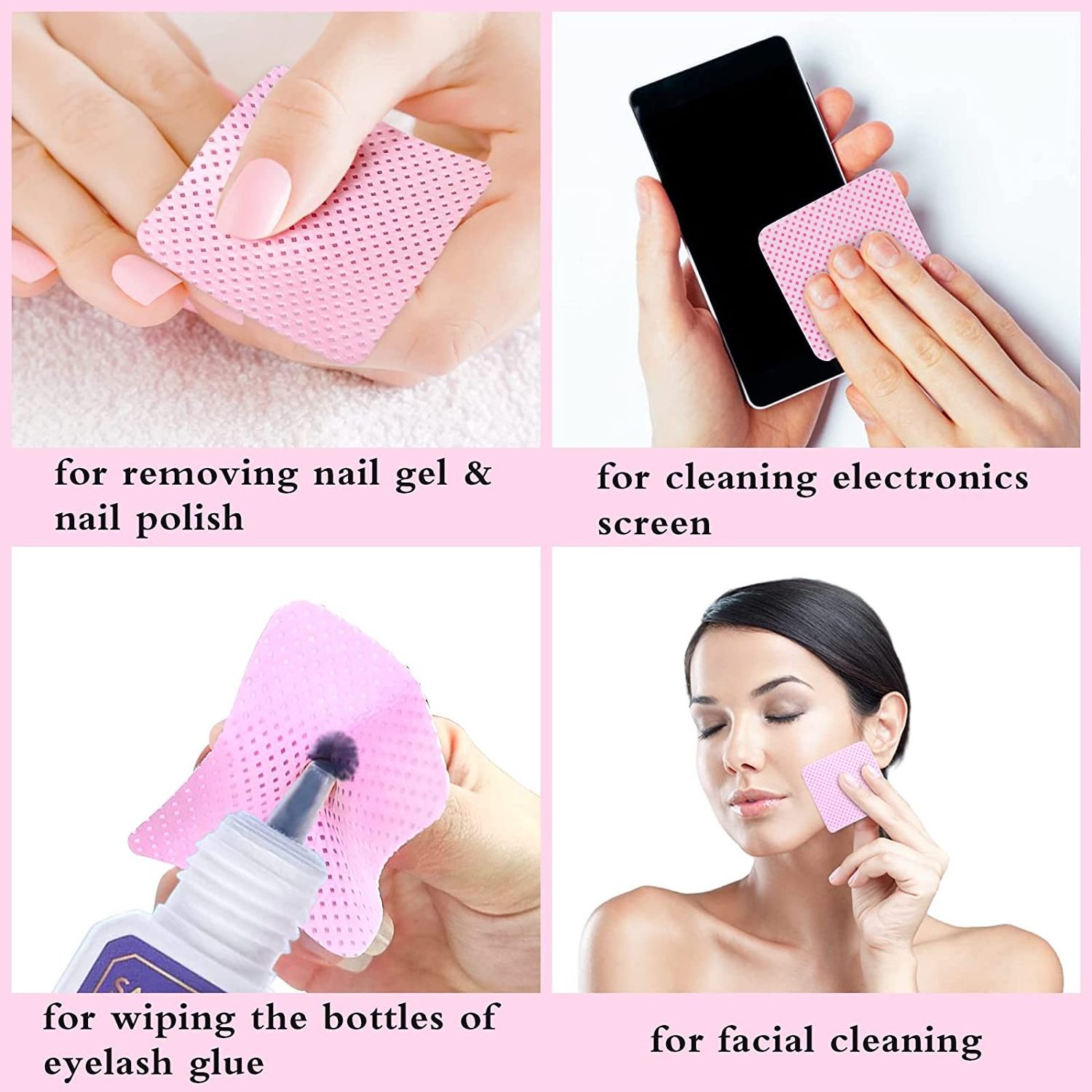 Wholesale Lint-Free Cotton Wipes For Nail Cleaning Glue 100 Pieces Lint Free Cotton Pads For Glue Removing