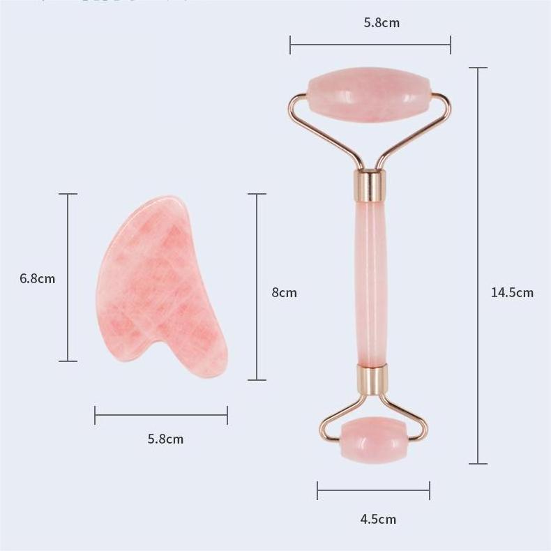 Factory Wholesale Private Label Skincare Facial Massage Tools Natural Jade Stone Rose Quartz Jade Roller Gua Sha Set