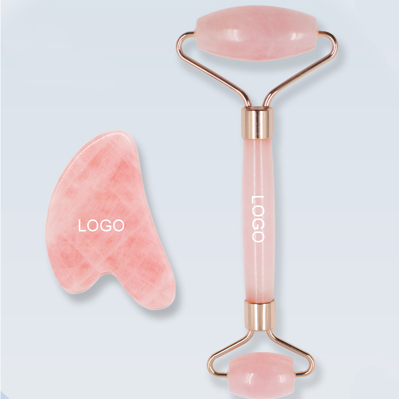 Factory Wholesale Private Label Skincare Facial Massage Tools Natural Jade Stone Rose Quartz Jade Roller Gua Sha Set