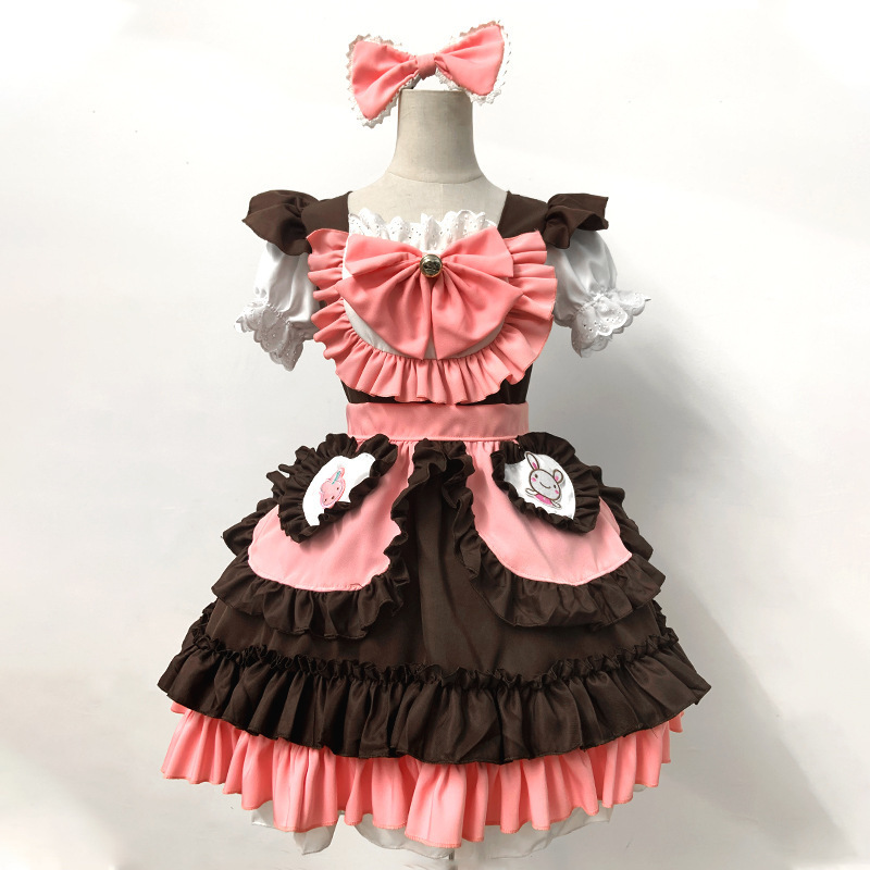 Anime Lolita Maid Outfit Cosplay Cute Costume Black Dress Girls Women Men Lolita Dresses Waitress Maid Party Stage Costume