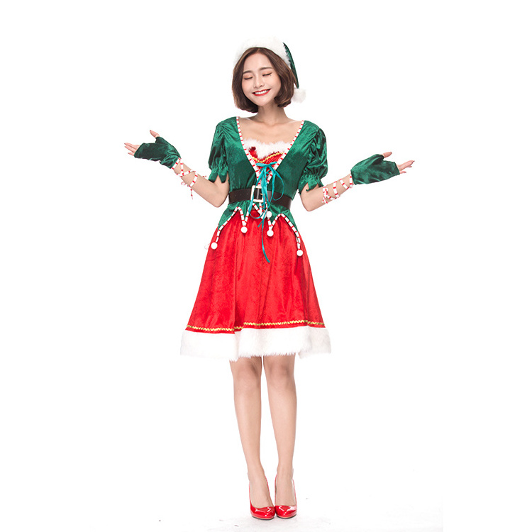 Sexy Women Christmas Dress Costume Gothic Green Christmas Dance Costume