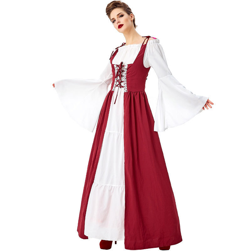 Ecoparty Womens Renaissance Medieval Irish Costume Over Dress and Pure White Chemise Set