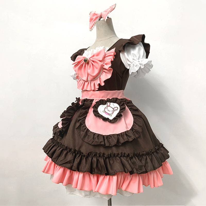 Anime Lolita Maid Outfit Cosplay Cute Costume Black Dress Girls Women Men Lolita Dresses Waitress Maid Party Stage Costume