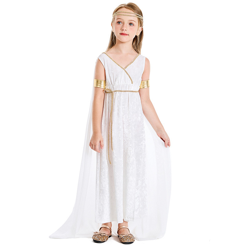 Roman Greek Goddess Cosplay Costume White Dress Performance Clothes