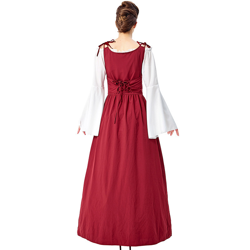 Ecoparty Womens Renaissance Medieval Irish Costume Over Dress and Pure White Chemise Set