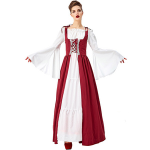 Ecoparty Womens Renaissance Medieval Irish Costume Over Dress and Pure White Chemise Set