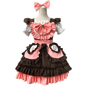 Anime Lolita Maid Outfit Cosplay Cute Costume Black Dress Girls Women Men Lolita Dresses Waitress Maid Party Stage Costume