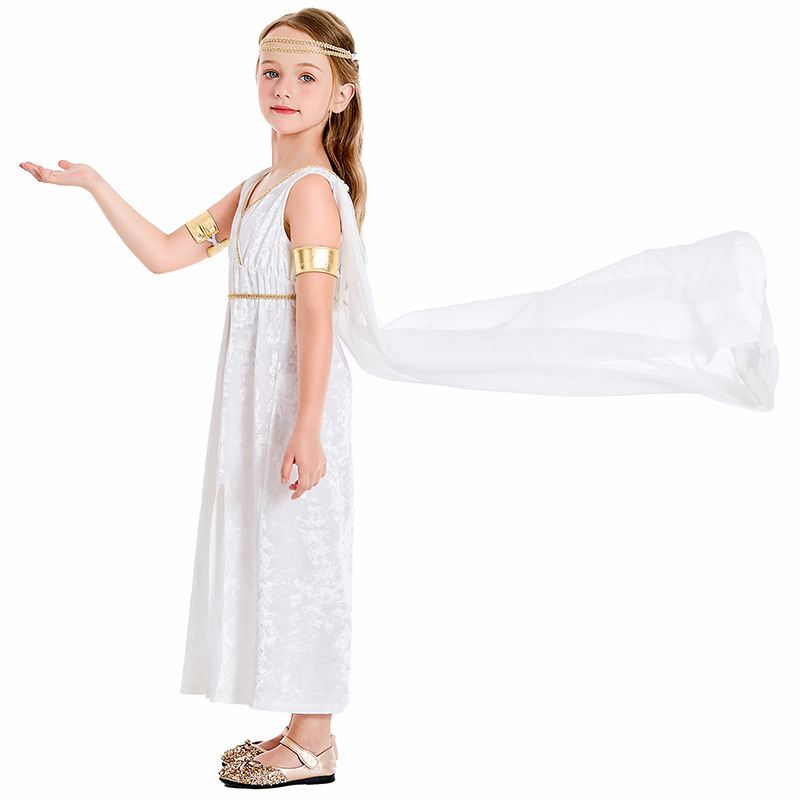 Roman Greek Goddess Cosplay Costume White Dress Performance Clothes