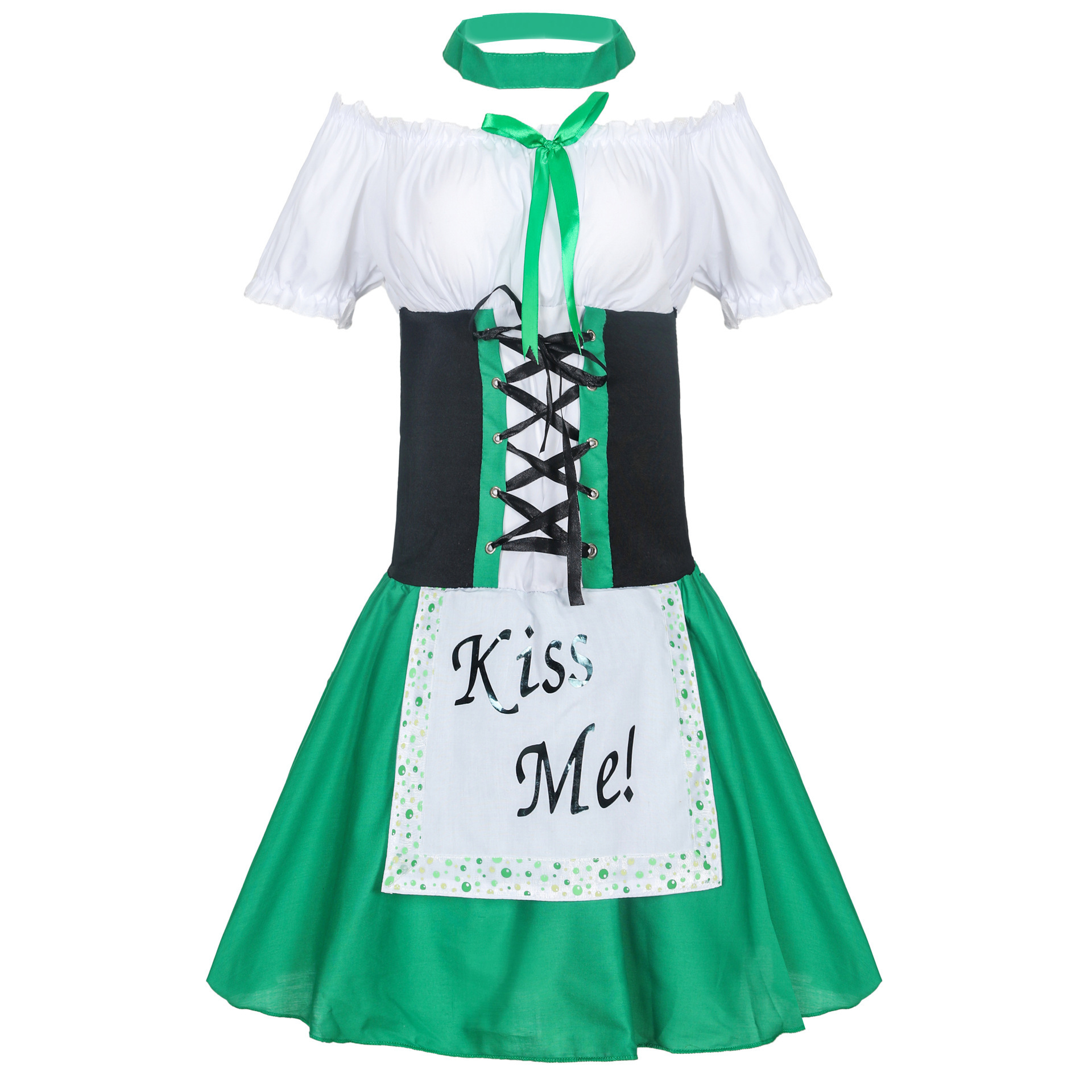 Party Kiss Me Dress Beer Festival Dress Irish Green Maid Stage Dress Sexy Beer Girl Uniform