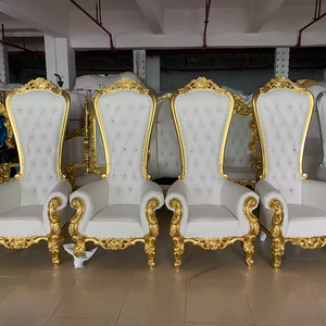 Antique Gold High Back Banquet Hotel Wood Sofa King And Queen Black Pink White Luxury Wedding Throne Chairs For Events