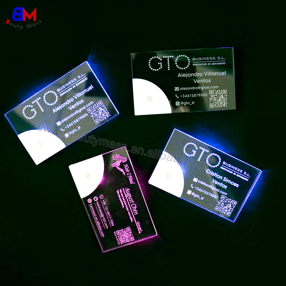 Laser Engraved LED light Business Card Light Custom Design Acrylic Luminescence customized cards