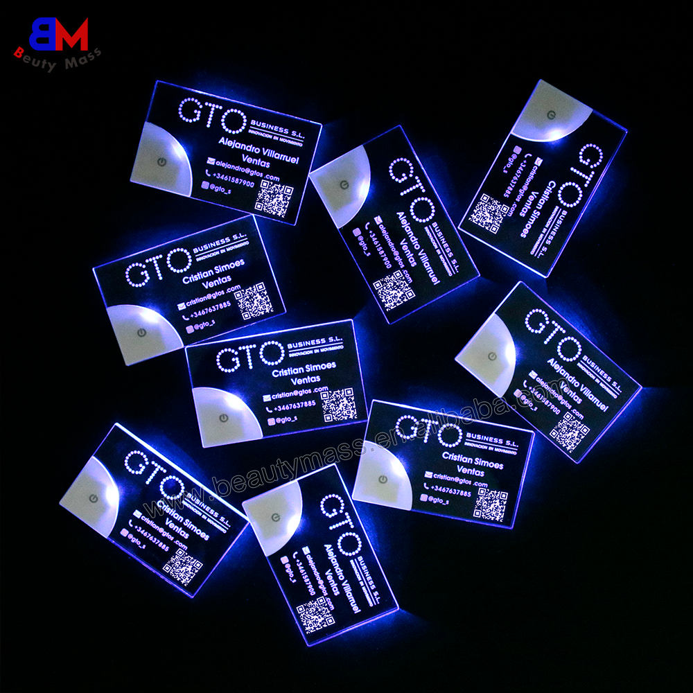 Laser Engraved LED light Business Card Light Custom Design Acrylic Luminescence customized cards