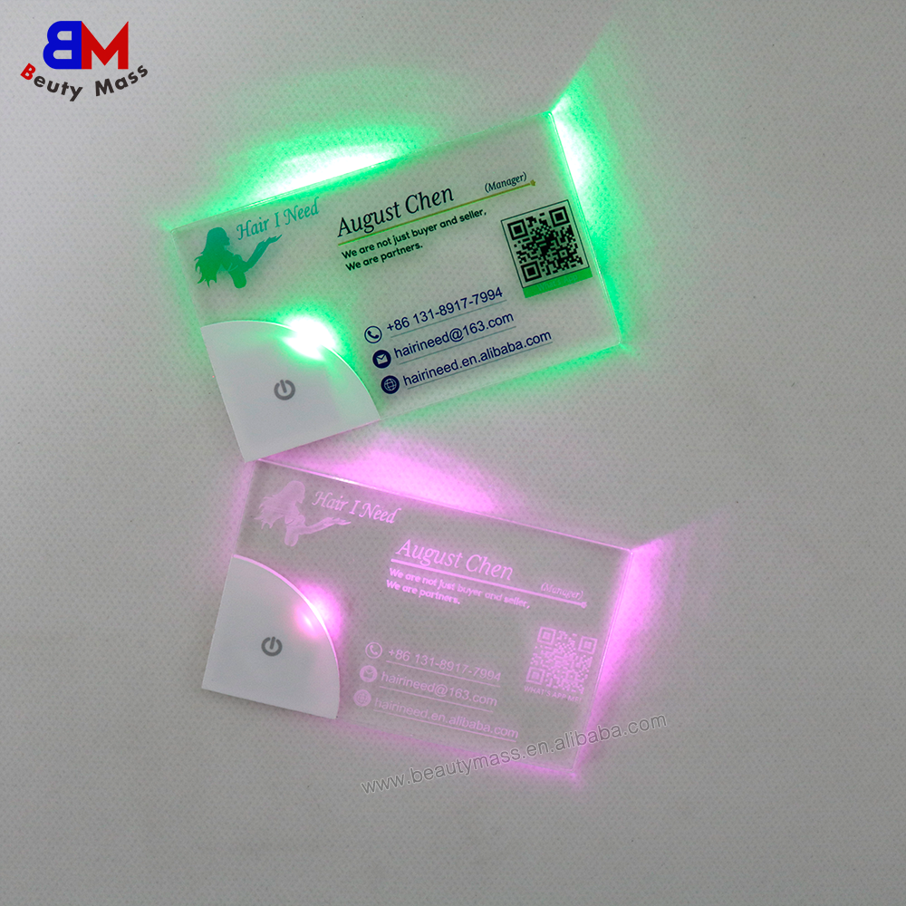 Laser Engraved LED light Business Card Light Custom Design Acrylic Luminescence customized cards