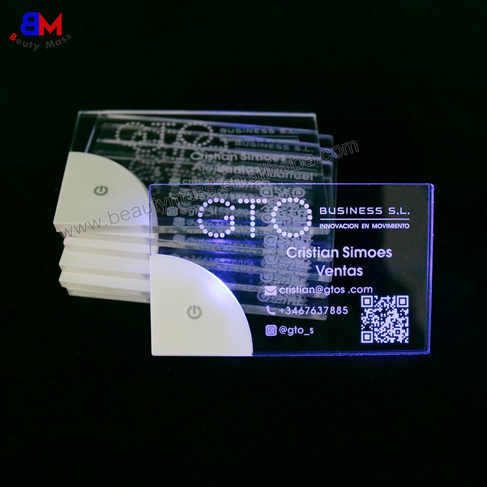 Factory wholesale custom luxury design led business card printing acrylic led business card light