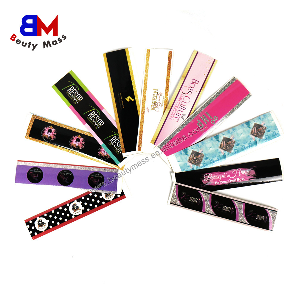 Custom Logo Printed Bundle Sticker Label Hair Wraps Wigs Bundle Hang Tag With String Hanging Tag For Clothing Hair Extensions