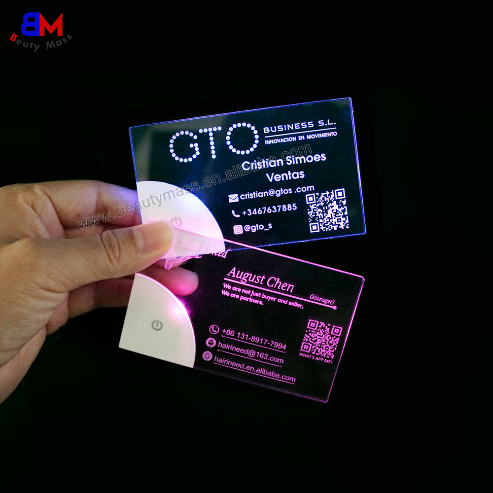 Laser Engraved LED light Business Card Light Custom Design Acrylic Luminescence customized cards