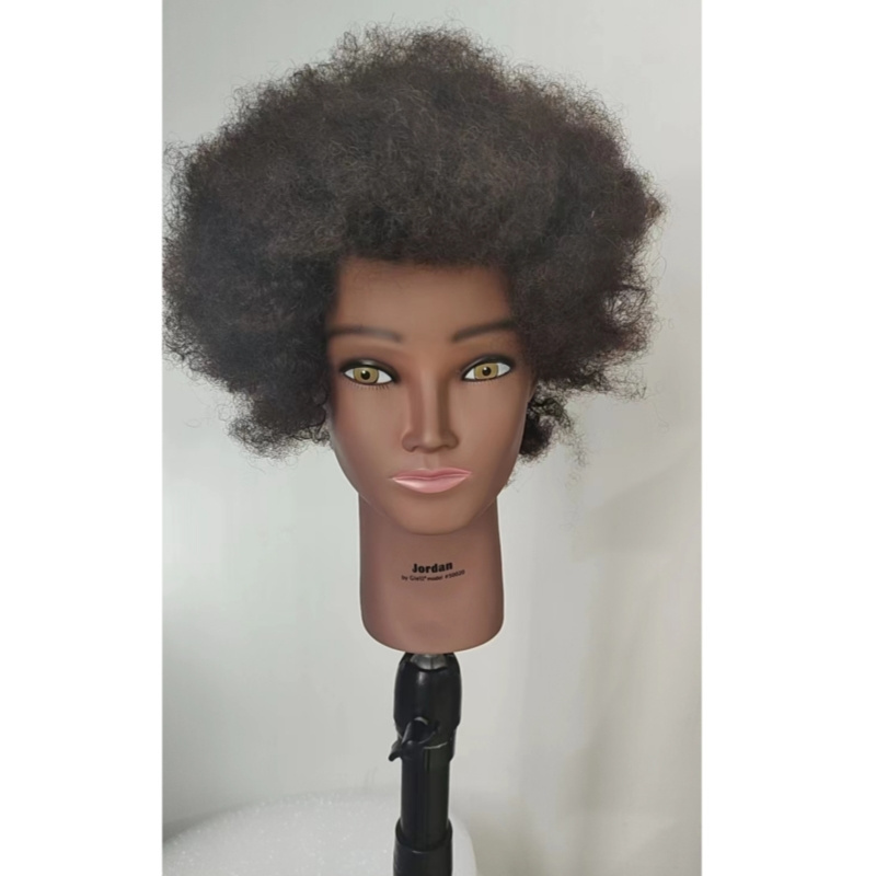 Fast delivery college doll head real hair afro mannequin head with afro hair for hairdressers training