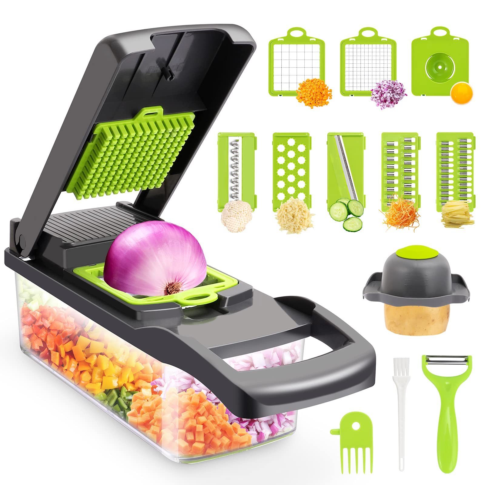 Hot Selling 2022 Commercial Multifunctional Vegetable Cutter Adjustable Safe Vegetable Slicer 12 In 1 Vegetables Chopper