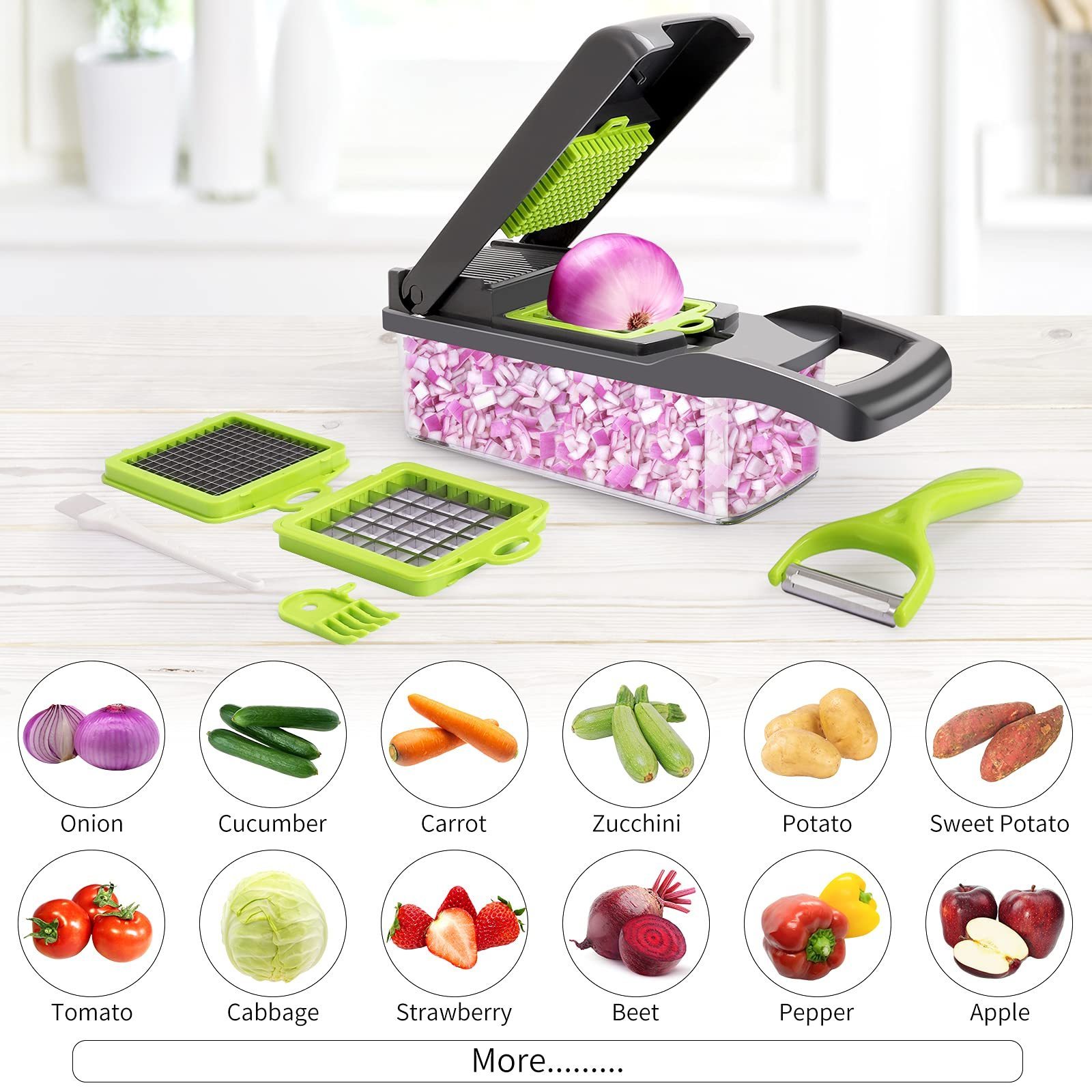 Hot Selling 2022 Commercial Multifunctional Vegetable Cutter Adjustable Safe Vegetable Slicer 12 In 1 Vegetables Chopper