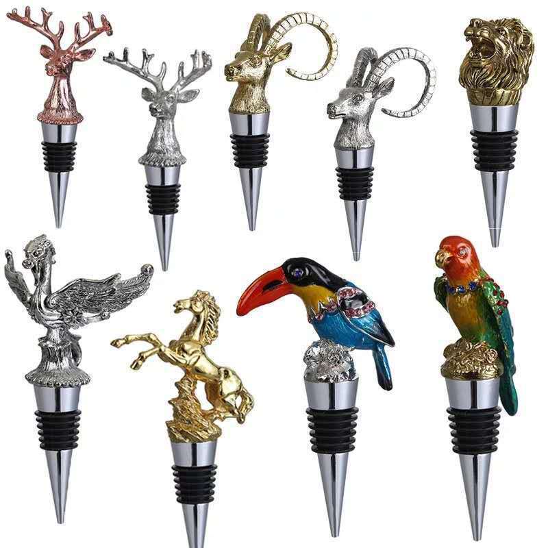 Men'S Christmas Gift Delicate Animal Head Wine Stopper Gold Silver Wine Bottle Decorated Sous Vide Stopper