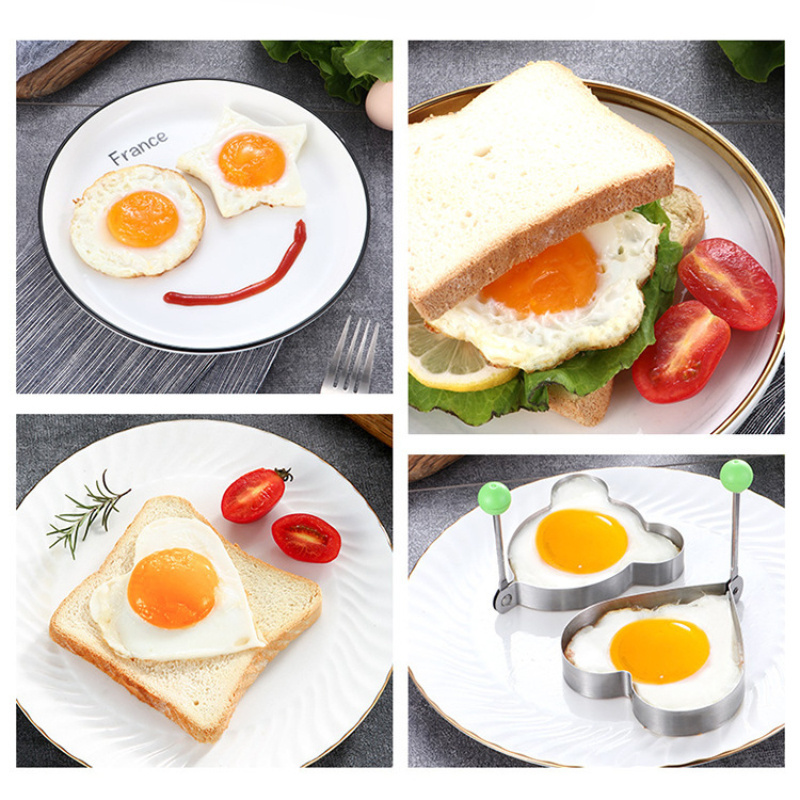 Different Shapes Of Stainless Steel Fried Egg Mould With Handle Christmas Kitchen Gadget Egg Moulds