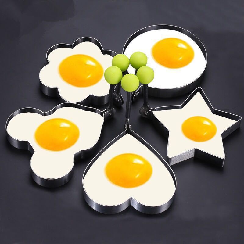 Different Shapes Of Stainless Steel Fried Egg Mould With Handle Christmas Kitchen Gadget Egg Moulds