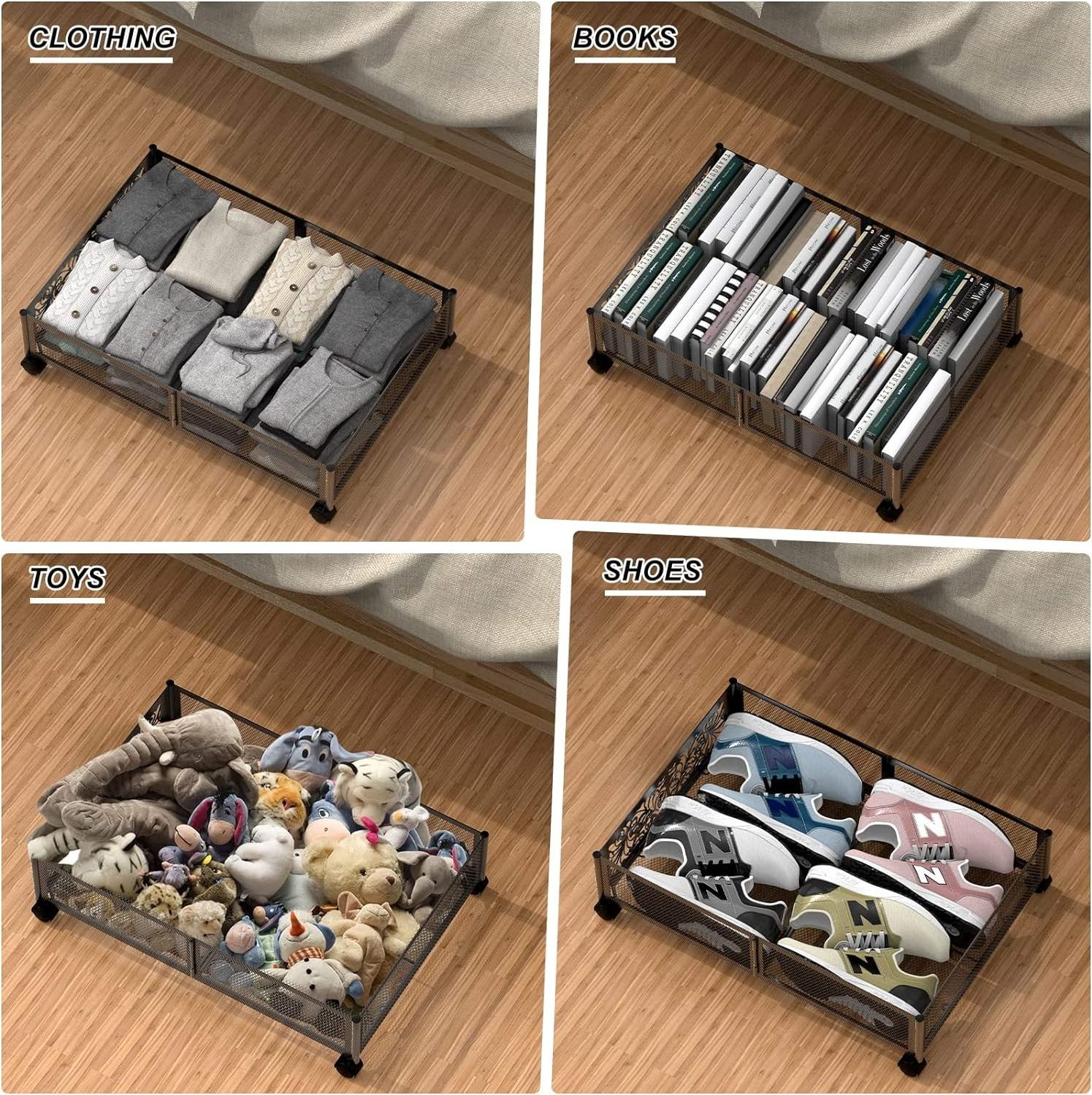 New Hot Sell Foldable Wholesale Price Metal Under Bed Storage With Wheels Organizer Drawer