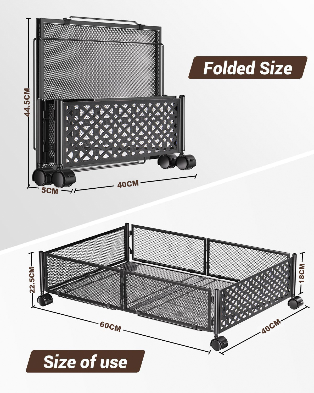 New Hot Sell Foldable Wholesale Price Metal Under Bed Storage With Wheels Organizer Drawer