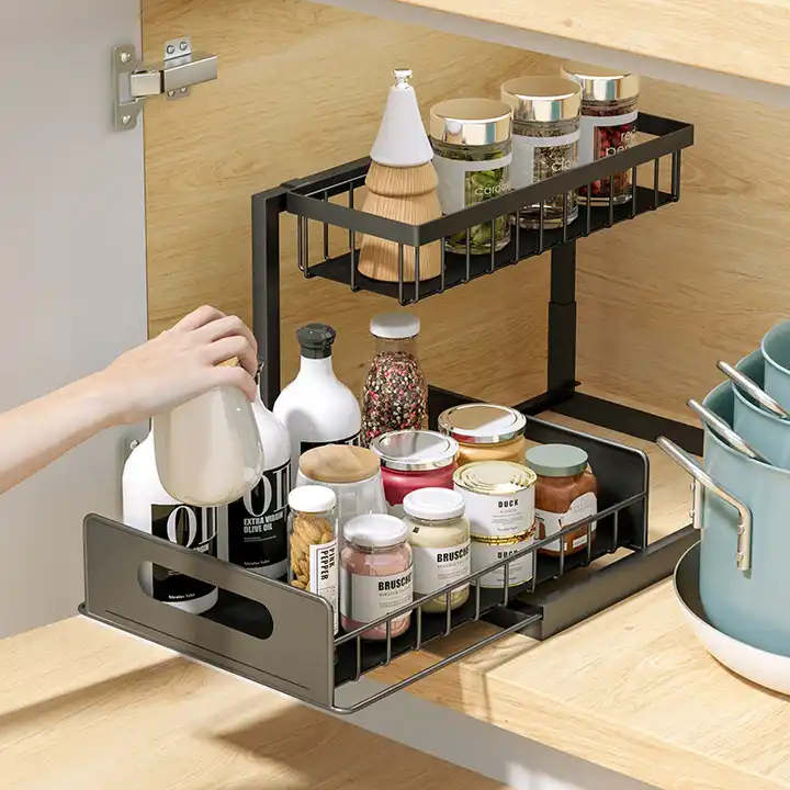 Pull Out Cabinet Organizer  2 tier under sink organizer kitchen sink organizers bathroom cabinet storage organizer