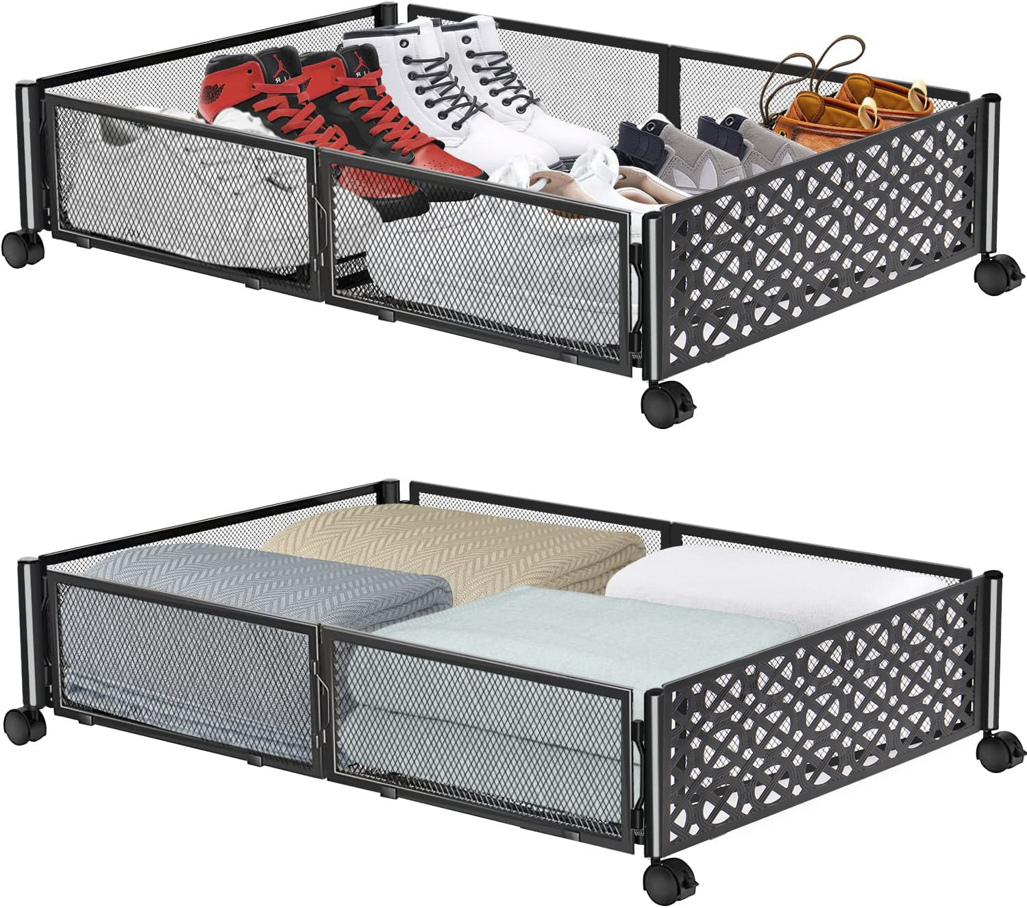 New Hot Sell Foldable Wholesale Price Metal Under Bed Storage With Wheels Organizer Drawer