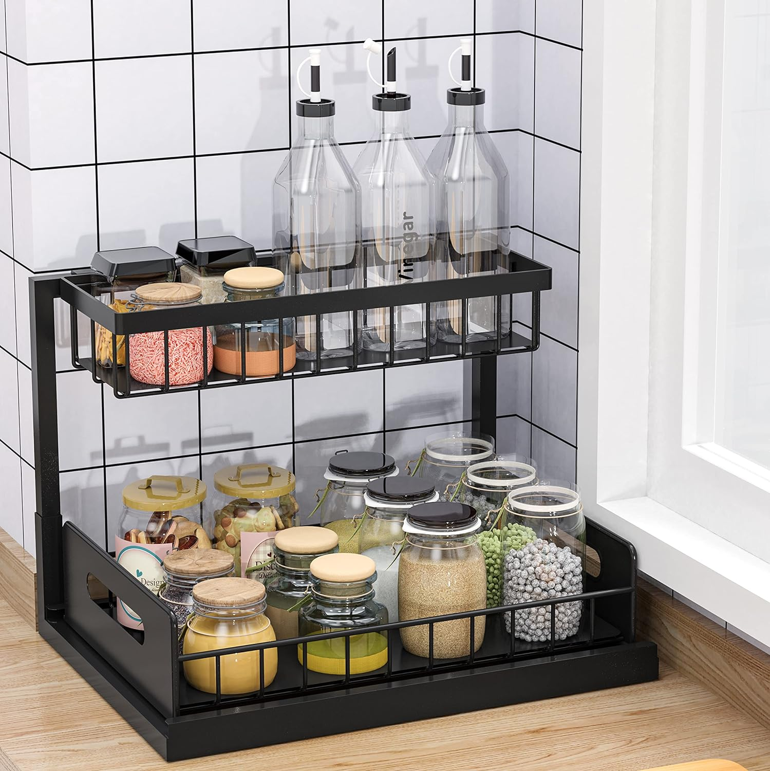 Pull Out Cabinet Organizer  2 tier under sink organizer kitchen sink organizers bathroom cabinet storage organizer