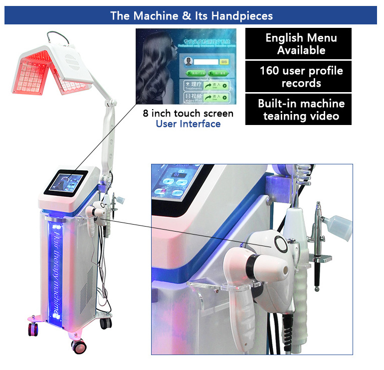 Professional 5 In 1 Hair Regrowth Grow 650nm Diode Laser Low Level Laser Therapy LLLT Scalp Analyzer Hair Growth Machine