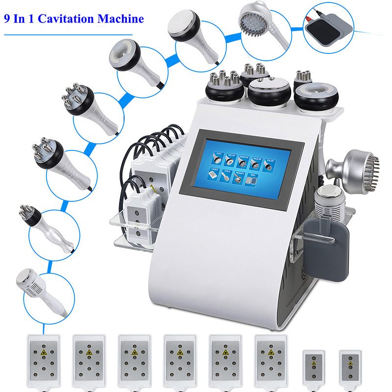 9 In 1 Vacuum Cavitation System 40K Cavitation Machine 40K RF Skin Tightening Fat Burning Face Lifting Body Slimming Machine