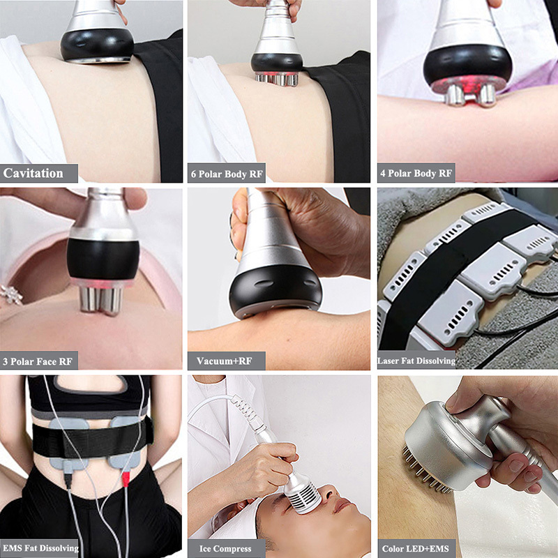 9 In 1 Vacuum Cavitation System 40K Cavitation Machine 40K RF Skin Tightening Fat Burning Face Lifting Body Slimming Machine