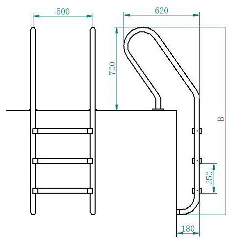 Swimming Pool Ladder Stainless Steel F-SS304 5 Steps Pool heavy duty Ladder