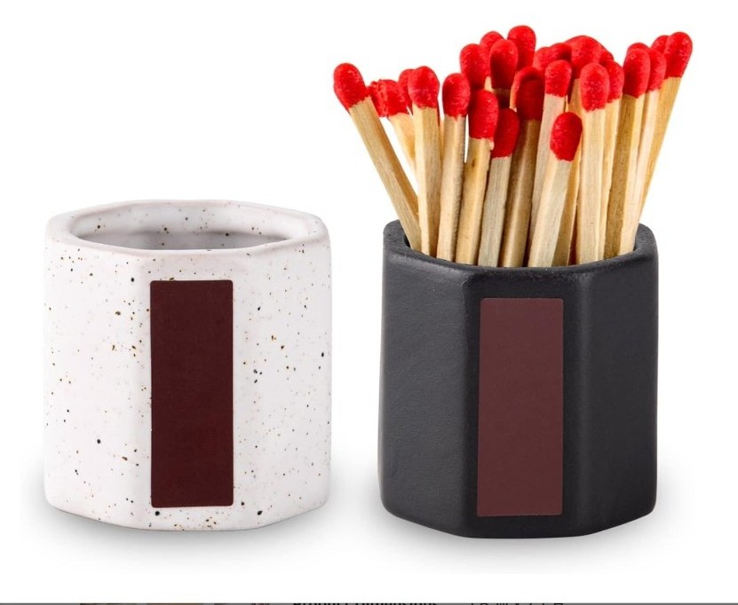 2 Packs Match Holder With Striker Anise Match Striker For Decorative Black and White Matches