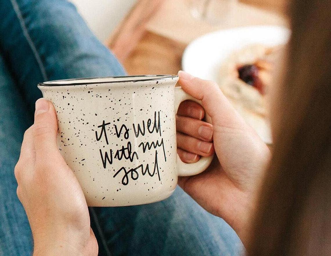 ceramic Campfire Mug, It is Well, Camp  It is well with my soul, Cute Mug, Coffee Mug, Christian Mug, Mom gift, Girlfriend gift