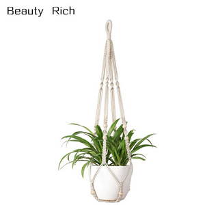 Macrame Plant Hangers Indoor Hanging Planter Basket with Wood Beads Decorative Flower Pot Holder No Tassels for Indoor Outdoor