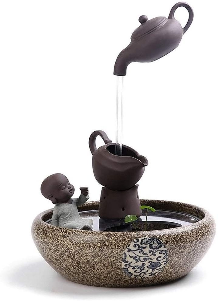 Indoor Fountains Indoor Relaxation Waterfall Fountain Teapot Zen Tabletop Water Fountain Creative Fish Tank Humidifier Feng shui