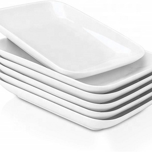 plates ceramic 8 in Ultralight Ceramic Dessert/Appetizer Plates, Rectangular Salad Plates for Fruit, Cheese, Dessert, Lunch