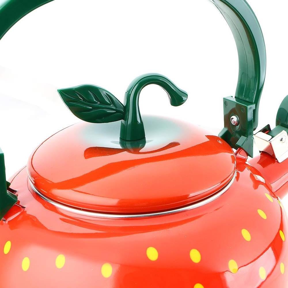 Ceramic Stainless Steel Strawberry Whistling Tea Kettle Teapot