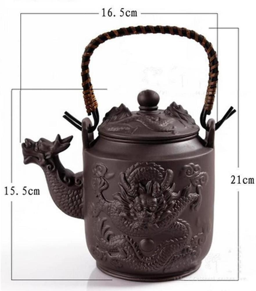 760ML brown ceramic Chinese Purple Clay Dragon TeaPot Kettle Zisha Kung Fu Teapot Large Capacity-Red