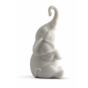 4" Good Luck Elephant Raised Trunk Figurine White Ceramic Elephant Figurine