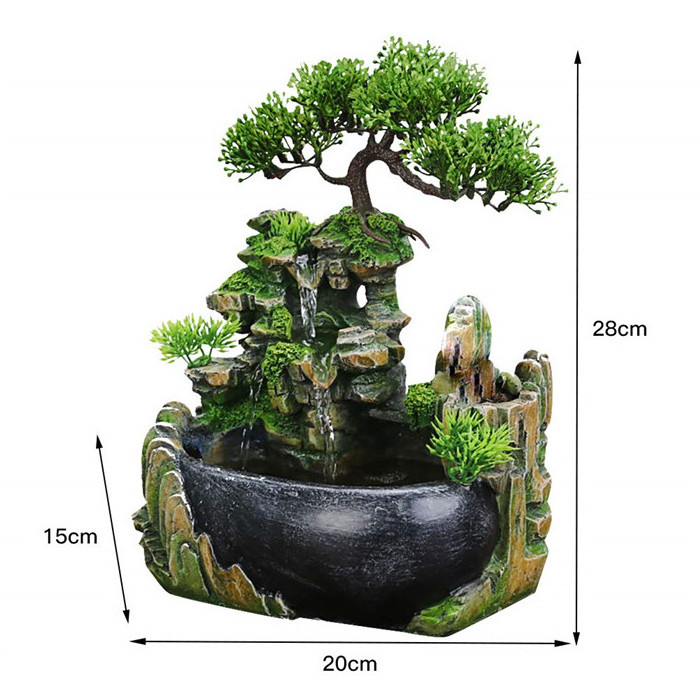 With rich tree rockery resin fountain aquarium water festival mini gift resin pure manual micro rural decoration