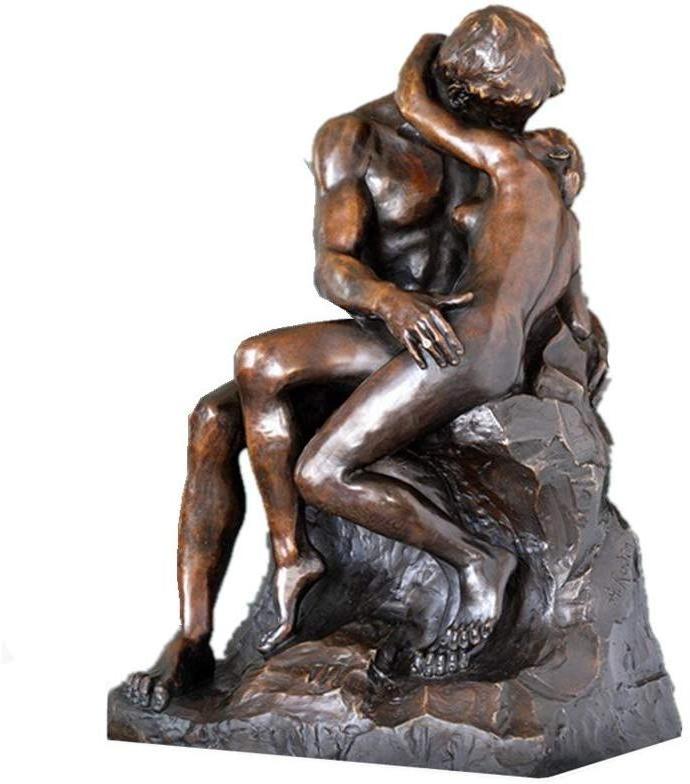 Polyresin/Resin Classical Sculpture Rodin Carving The Kiss Indoor Decor Brass Statue